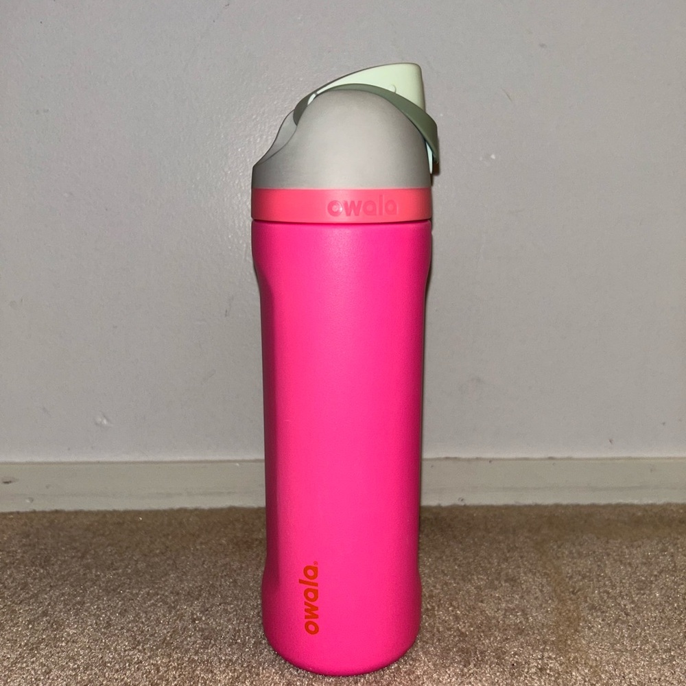 Owala Pink and Gray Travel Mug